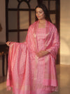 Banarasee Semi-Silk Zari Design Salwar Kameez Fabric With Dupatta Set-Pink