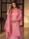 Banarasee Semi-Silk Zari Design Salwar Kameez Fabric With Dupatta Set-Pink