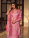 Banarasee Semi-Silk Zari Design Salwar Kameez Fabric With Dupatta Set-Pink