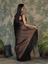 Banarasee Handloom Georgette Saree With Zari Buta Work & Border-Black