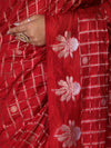 Banarasee Handloom Georgette Saree With Sona Rupa Zari Work & Checks Design-Red