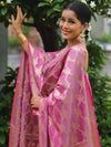 Banarasee Salwar Kameez Semi Katan Silk Fabric With Zari Work-Purple (Pink Tone)
