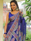 Banarasee Chiffon Zari & Resham Work Saree-Blue