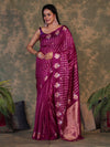 Banarasee Handloom Georgette Saree With Sona Rupa Zari Work & Checks Design-Violet