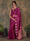 Banarasee Handloom Georgette Saree With Sona Rupa Zari Work & Checks Design-Violet