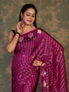 Banarasee Handloom Georgette Saree With Sona Rupa Zari Work & Checks Design-Violet