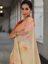 Banarasee Kota Checks Saree With Floral Buta & Border Design-Cream