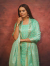 Banarasee Semi-Silk Zari Design Salwar Kameez Fabric With Dupatta Set-Sea Green