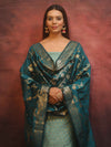 Banarasee Semi-Silk Salwar Kameez Fabric With Contrast Dupatta Set-Pastel Green
