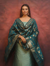 Banarasee Semi-Silk Salwar Kameez Fabric With Contrast Dupatta Set-Pastel Green