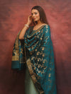 Banarasee Semi-Silk Salwar Kameez Fabric With Contrast Dupatta Set-Pastel Green