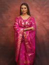 Banarasee Semi-Silk Salwar Kameez Fabric With Dupatta Set-Pink