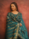 Banarasee Semi-Silk Salwar Kameez Fabric With Dupatta Set-Rama Green