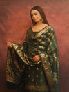 Banarasee Semi-Silk Salwar Kameez Fabric With Dupatta Set-Green