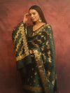 Banarasee Semi-Silk Salwar Kameez Fabric With Dupatta Set-Green