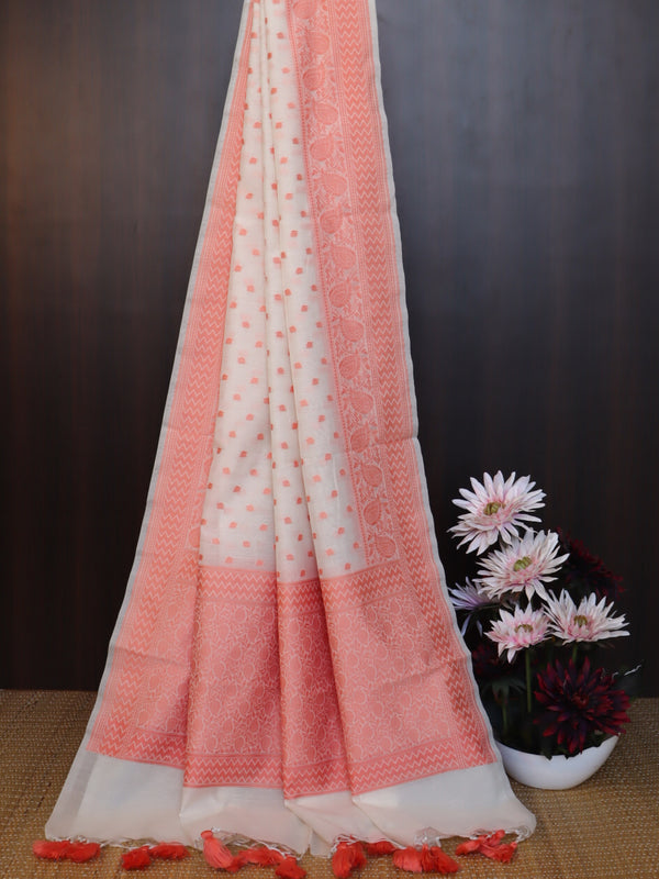 Banarasee Cotton Resham Work Dupatta-White