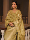 Banarasee Tissue Silk Salwar Kameez Fabric With Dupatta-Green