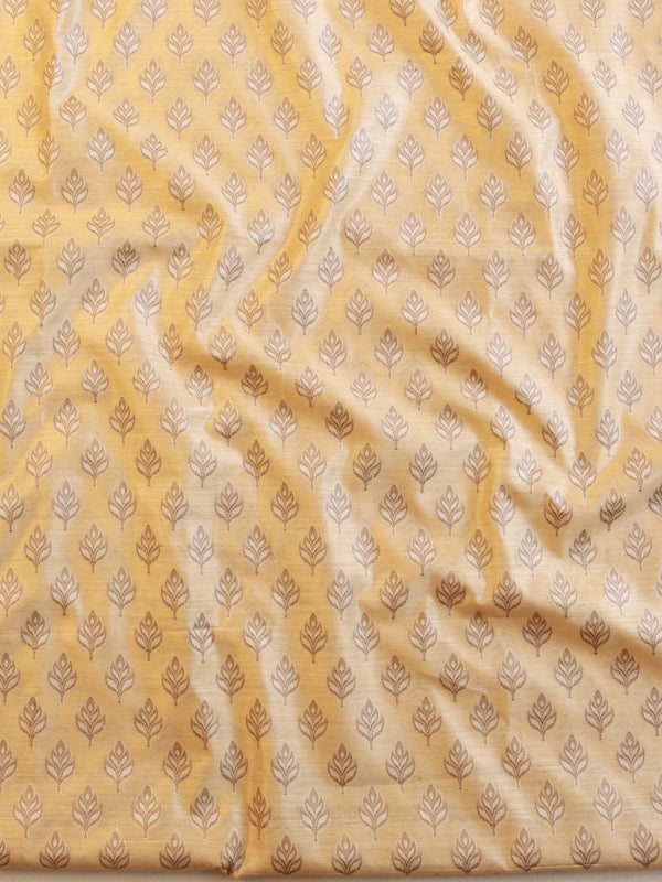 Banarasee Cotton Silk Salwar Kameez Ghichha Buti Fabric & Dupatta-Beige & Brown