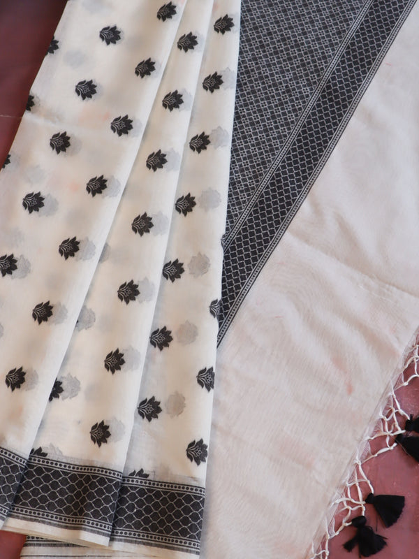 Banarasee Cotton Resham Work Dupatta-White