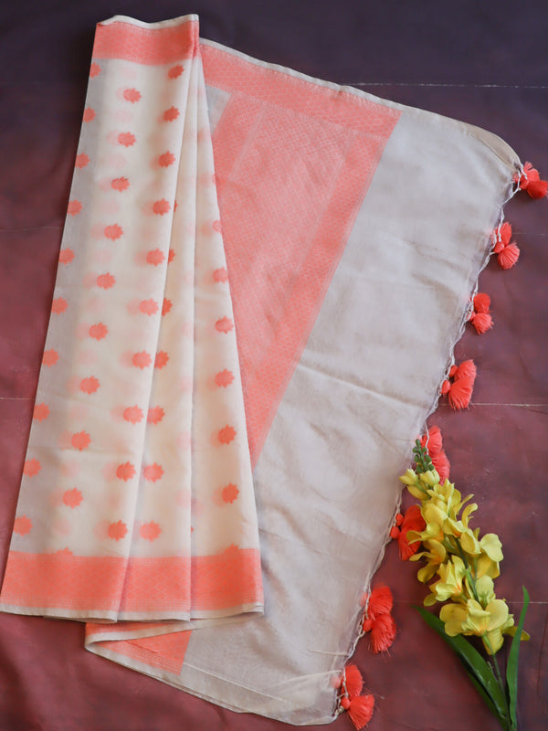 Banarasee Cotton Resham Work Dupatta-White