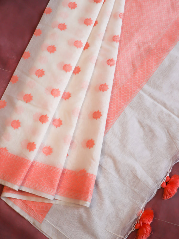 Banarasee Cotton Resham Work Dupatta-White
