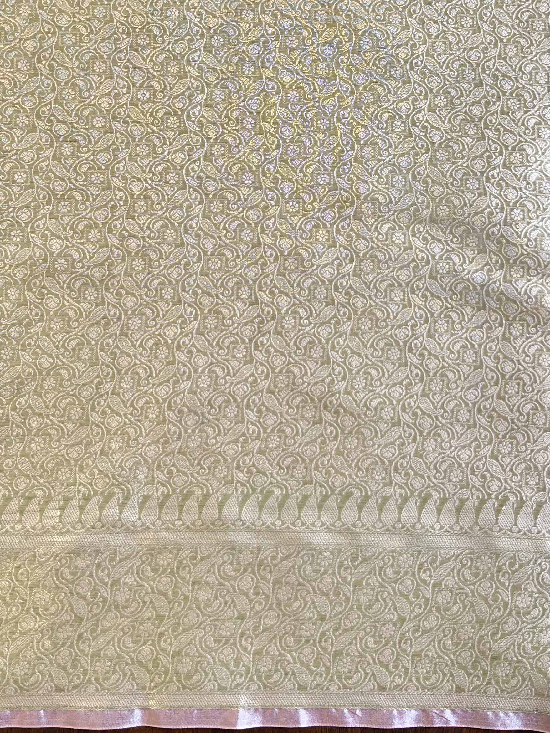 Banarasee Organza Mix Saree With Silver Zari Buta & Border-Pink