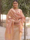 Banarasee Tissue Silk Salwar Kameez Fabric With Dupatta-Pink