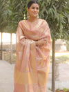 Banarasee Tissue Silk Salwar Kameez Fabric With Dupatta-Pink