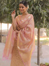 Banarasee Tissue Silk Salwar Kameez Fabric With Dupatta-Pink
