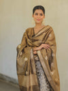 Banarasee Tissue Silk Salwar Kameez Fabric With Dupatta-Black & Gold