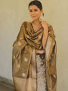 Banarasee Tissue Silk Salwar Kameez Fabric With Dupatta-Black & Gold