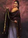 Banarasee Brocade Work Salwar Kameez Fabric & Plain Dupatta-Lavender & Wine