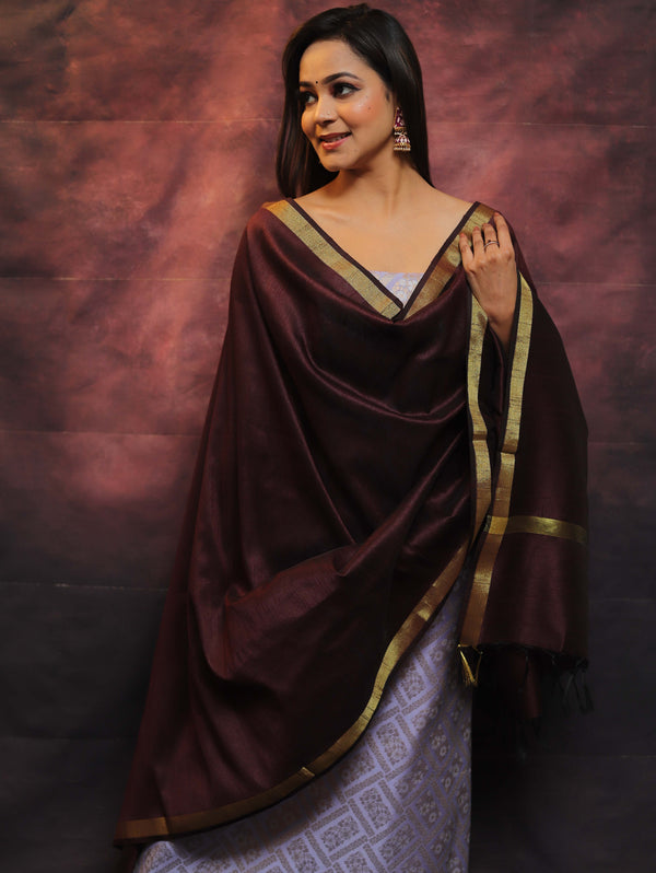 Banarasee Brocade Work Salwar Kameez Fabric & Plain Dupatta-Lavender & Wine