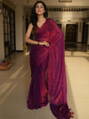 Banarasee Dual Shaded Chiffon Saree With Mirror Work-Maroon