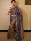 Banarasee Handwoven Tissue Saree With Lace Border-Purple