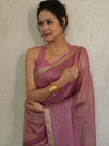 Banarasee Handloom Linen By Tissue Metallic Shine Saree-Pink