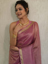 Banarasee Handloom Linen By Tissue Metallic Shine Saree-Pink