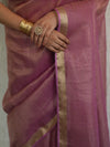 Banarasee Handloom Linen By Tissue Metallic Shine Saree-Pink