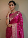 Banarasee Handwoven Faux Georgette Saree With Gold Zari Design-Pink
