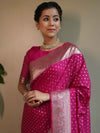 Banarasee Handwoven Faux Georgette Saree With Gold Zari Design-Pink