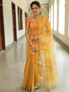 Banarasee Handwoven Shaded Tissue Saree With Gold Zari Border-Mustard Yellow