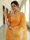 Banarasee Handwoven Shaded Tissue Saree With Gold Zari Border-Mustard Yellow