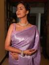 Banarasee Handwoven Tissue Saree Zari Design & Border-Lavender
