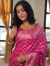 Banarasee Handwoven Semi Silk Saree With Zari Design & Lace-Pink