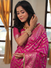 Banarasee Handwoven Semi Silk Saree With Zari Design & Lace-Pink