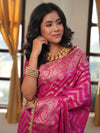 Banarasee Handwoven Semi Silk Saree With Zari Design & Lace-Pink