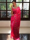 Banarasee Handwoven Semi Silk Saree With Zari Buti Design-Pink