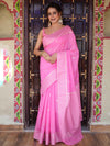 Banarasee Handwoven Cotton Silk Saree Zari Buti & Border-Pink