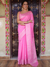 Banarasee Handwoven Cotton Silk Saree Zari Buti & Border-Pink