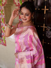 Banarasee Handwoven Semi Katan Saree With Rankat Design & Border-Pink